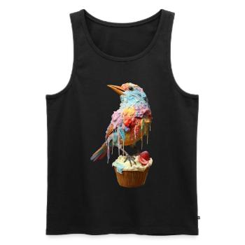 Oiseau crème glacée sur cupcake - Débardeur bio Premium Homme - noir - Devant - Michal (187cm)