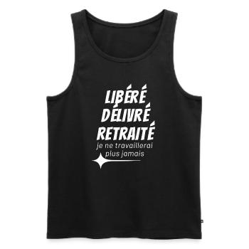 FREIGEGEBEN AUSGESTELLT IM RUHESTAND - Männer Premium Bio Tank Top - Schwarz - Vorne - AI Model Male 178 light (178cm)