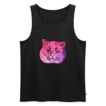 British Shorthair cat Colorful - Men's Premium Organic Tank Top - black - Front - Michal (187cm)