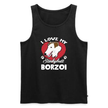 Borzoi I Love My Borzoi - Men's Premium Organic Tank Top - black - Front - AI Model Male 178 light (178cm)