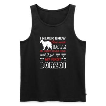I Love My First Borzoi - Men's Premium Organic Tank Top - black - Front - Michal (187cm)