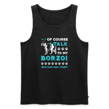 Borzoi I Talk To My Borzoi - Men's Premium Organic Tank Top - black - Front - AI Model Male 178 light (178cm)