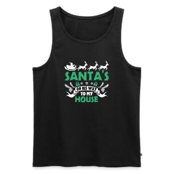 Christmas Santa Is On His Way To My House - Men's Premium Organic Tank Top - black - Front - Michal (187cm)