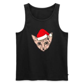 Christmas Santa Sphynx Cat - Men's Premium Organic Tank Top - black - Front - Michal (187cm)