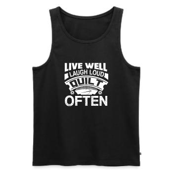 Quilting Live Well Laugh Loud Quilt Often - Men's Premium Organic Tank Top - black - Front - AI Model Male 178 light (178cm)