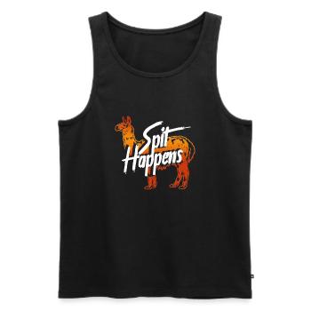 Llama Spit Happens - Men's Premium Organic Tank Top - black - Front - Michal (187cm)