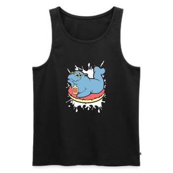 Funny Manatee Does Sunbath - Men's Premium Organic Tank Top - black - Front - AI Model Male 178 light (178cm)