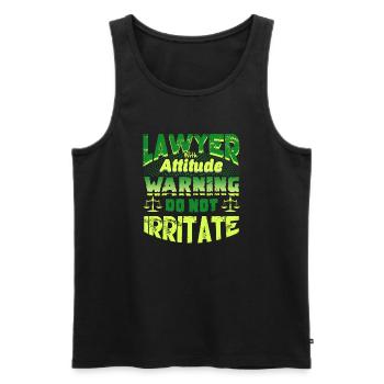 Lawyer With Attitude Warning Do Not Irritate - Men's Premium Organic Tank Top - black - Front - Michal (187cm)