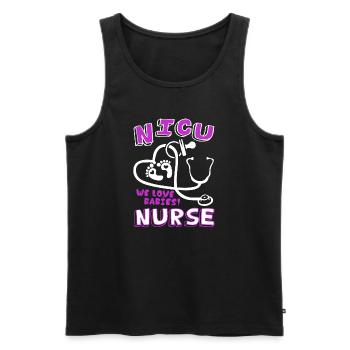 Nicu Nurse We Love Babies - Men's Premium Organic Tank Top - black - Front - Michal (187cm)