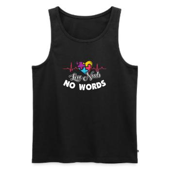 Autism Awareness Heartbeat Love Needs No Words - Men's Premium Organic Tank Top - black - Front - Michal (187cm)