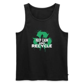 Earth Day Keep Calm And Recycle - Men's Premium Organic Tank Top - black - Front - Michal (187cm)