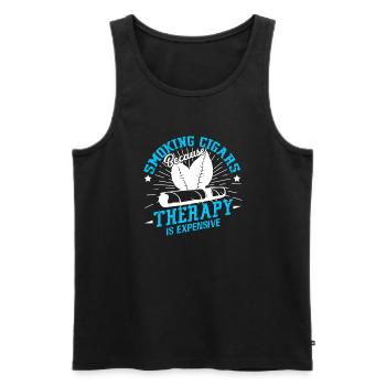 Cigar Smoking Because Therapy Is Expensive - Men's Premium Organic Tank Top - black - Front - AI Model Male 178 light (178cm)
