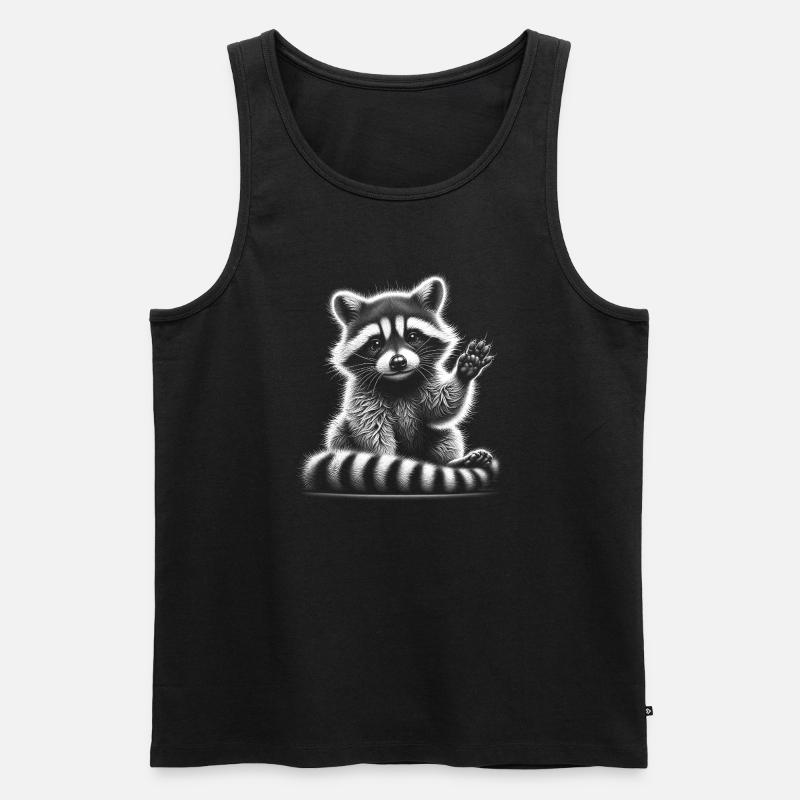 Süßer winkender Waschbär - Männer Premium Bio Tank Top - Schwarz