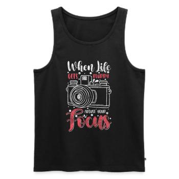 Photographer Motif - Men's Premium Organic Tank Top - black - Front - Michal (187cm)