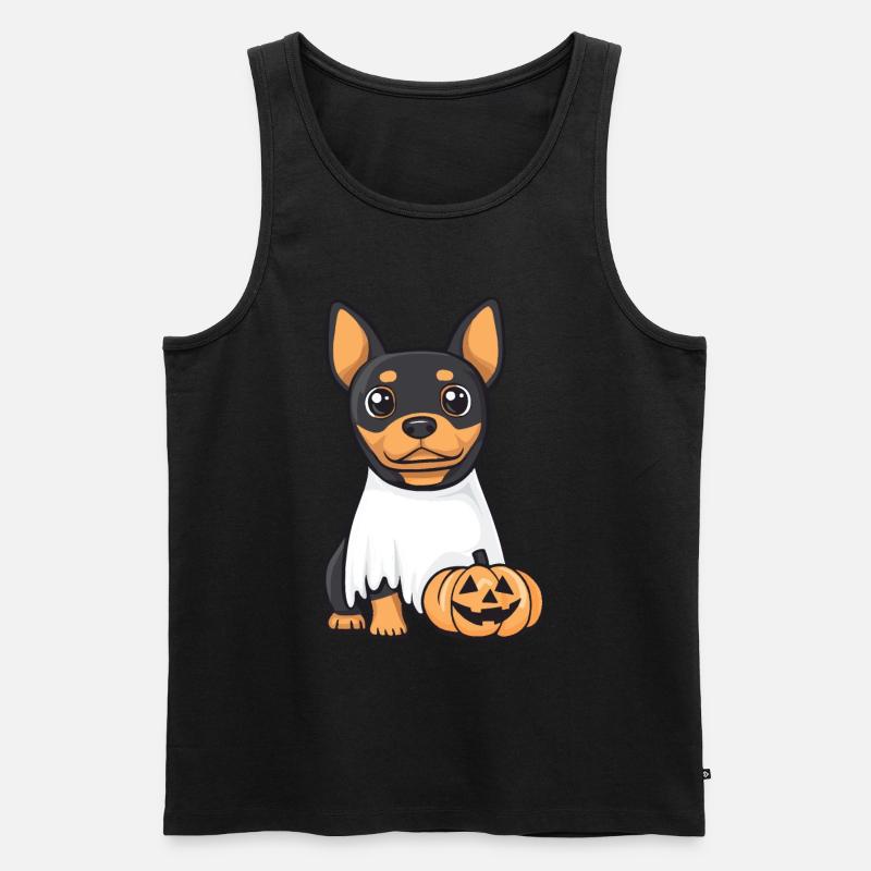 Dobermann Hund Halloween Comic Geist - Männer Premium Bio Tank Top - Schwarz