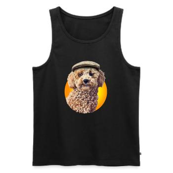 Poodle Pepe with cap - Men's Premium Organic Tank Top - black - Front - AI Model Male 178 light (178cm)