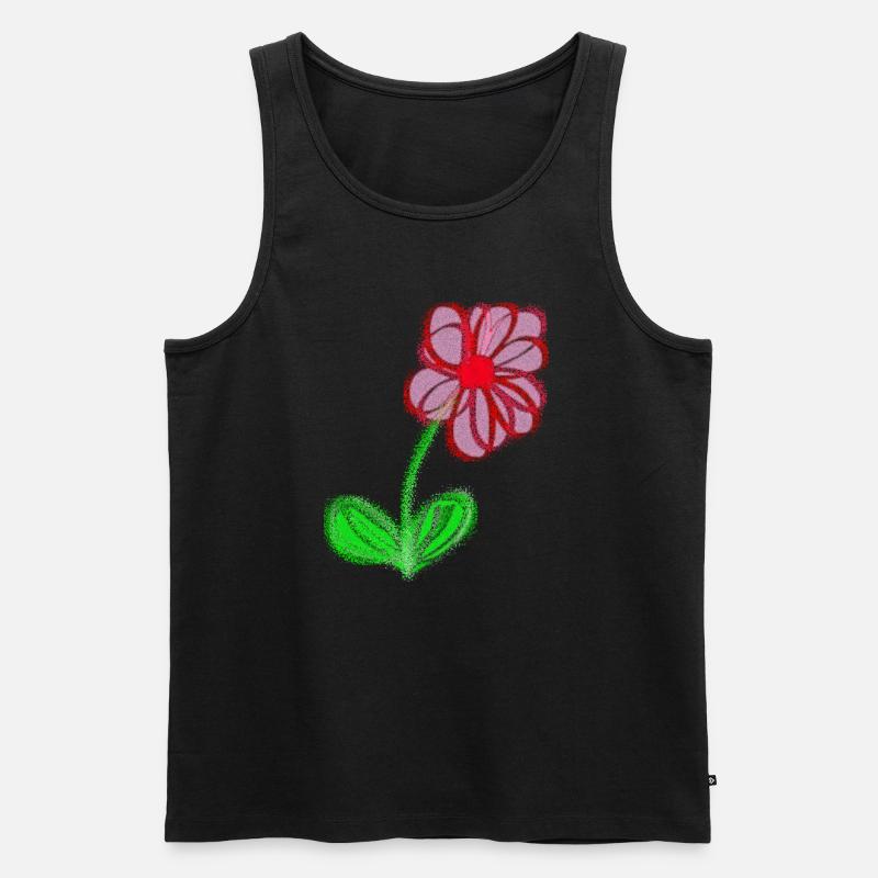 Fleur rouge peinte à la main pixel de fleur abstraite - Débardeur bio Premium Homme - noir