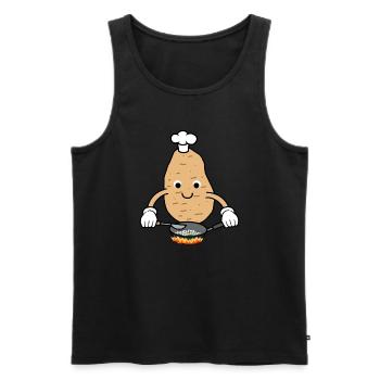 Cute Potatoe Hobby Chef Cooking Potatos - Men's Premium Organic Tank Top - black - Front - Michal (187cm)