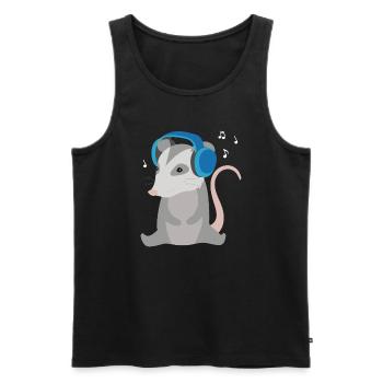Opossum écoutant de la musique Cute Possum Dancing - Débardeur bio Premium Homme - noir - Devant - Michal (187cm)