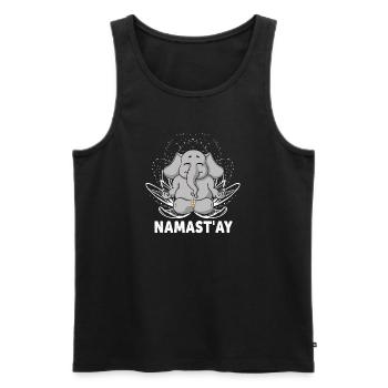 Drôle Namaste Yoga Éléphant - Débardeur bio Premium Homme - noir - Devant - Michal (187cm)