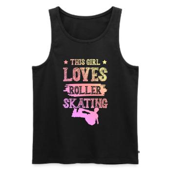 Une fille adore les patins à roulettes - Débardeur bio Premium Homme - noir - Devant - Michal (187cm)