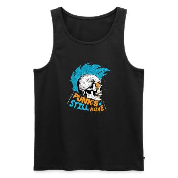 Punk's Still Alive - Punk Rock Man Teen French - Men's Premium Organic Tank Top - black - Front - AI Model Male 178 light (178cm)