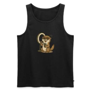Look de créateur de contenu – Otter en tant que streamer - Débardeur bio Premium Homme - noir - Devant - AI Model Male 178 light (178cm)