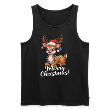 Rentier Weihnachtspullover Merry Christmas lustig - Männer Premium Bio Tank Top - Schwarz - Vorne - AI Model Male 178 light (178cm)