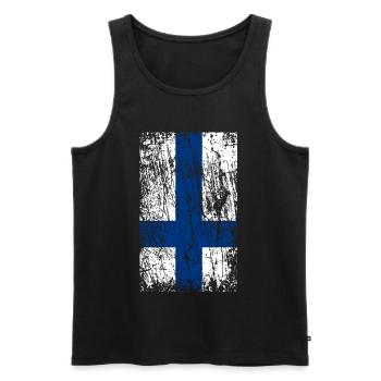 Vintage flag Finland - Men's Premium Organic Tank Top - black - Front - Michal (187cm)