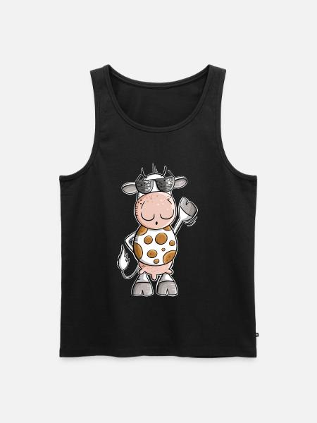 Cool cow with sunglasses - Men's Premium Organic Tank Top - black