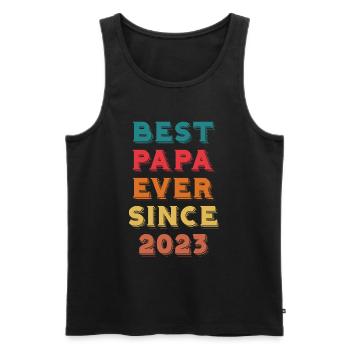Best Papa Ever Since 2023 für stilvolle Männer - Männer Premium Bio Tank Top - Schwarz - Vorne - AI Model Male 178 light (178cm)