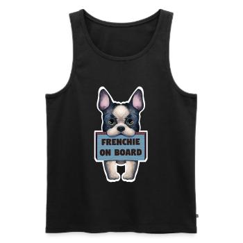 French bulldog sticker on board - Men's Premium Organic Tank Top - black - Front - AI Model Male 178 light (178cm)