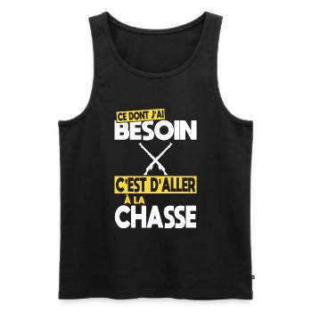 Ce dont j'ai besoin c'est d'aller à la Chasse - Débardeur bio Premium Homme - noir - Devant - Michal (187cm)