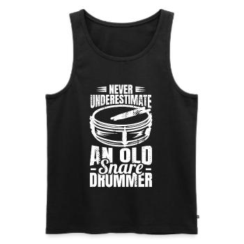 Unterschätze nie einen alten Trommler - Männer Premium Bio Tank Top - Schwarz - Vorne - Michal (187cm)