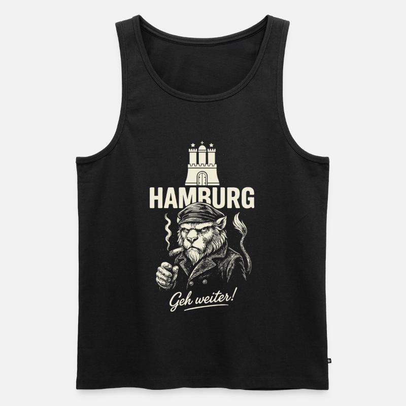 Hamburger Hafenraubein - Männer Premium Bio Tank Top - Schwarz