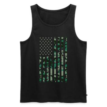 Drapeau des États-Unis Camoflage - Débardeur bio Premium Homme - noir - Devant - AI Model Male 178 light (178cm)