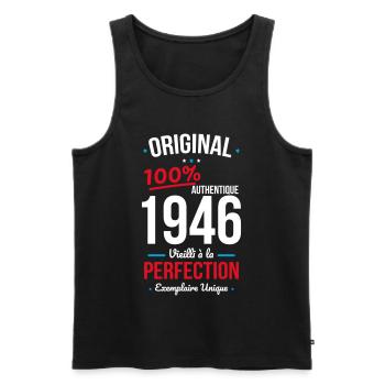 1946 – Original – Exemplaire unique - Débardeur bio Premium Homme - noir - Devant - Michal (187cm)