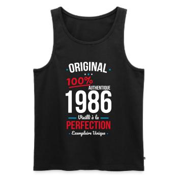1986 – Original – Exemplaire unique - Débardeur bio Premium Homme - noir - Devant - Michal (187cm)