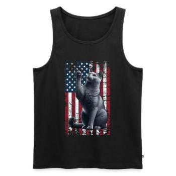 Chat Bleu Russe Américain Bleu Russe - Débardeur bio Premium Homme - noir - Devant - Michal (187cm)