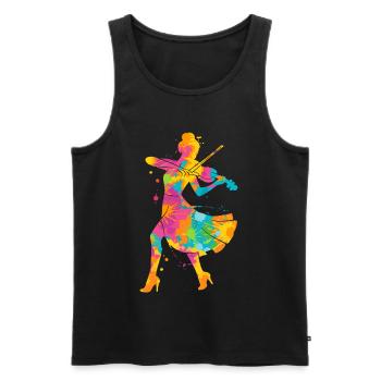 Violin Colorful Violinist Kids Ladies Girls Violin - Men's Premium Organic Tank Top - black - Front - AI Model Male 178 light (178cm)