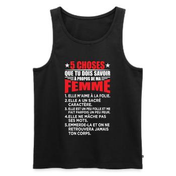 Mari Couple Cadeau Humour Personnalisé - Débardeur bio Premium Homme - noir - Devant - Michal (187cm)