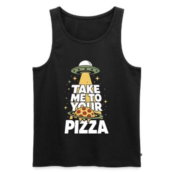 Take Me to Your Pizza UFO Alien - Männer Premium Bio Tank Top - Schwarz - Vorne - Michal (187cm)
