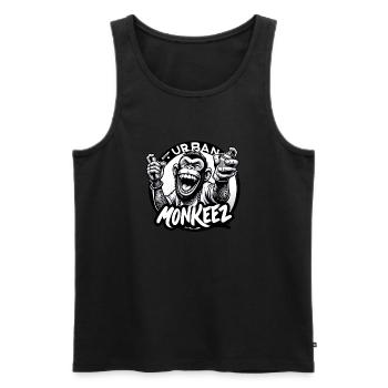 Urban Monkeez Smiling Monkey Sprayer - raffstaff ® - Männer Premium Bio Tank Top - Schwarz - Vorne - AI Model Male 178 light (178cm)