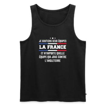 Je Soutiens Deux Équipes la France ... - Débardeur bio Premium Homme - noir - Devant - Michal (187cm)