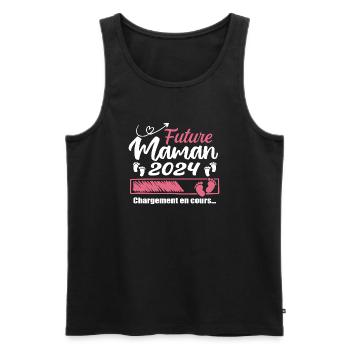Future Maman 2024 Chargement En Cours - Cadeau - Débardeur bio Premium Homme - noir - Devant - Michal (187cm)