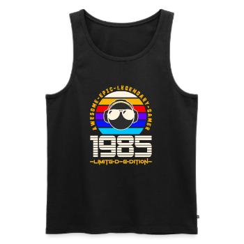 1985 - Männer Premium Bio Tank Top - Schwarz - Vorne - Michal (187cm)