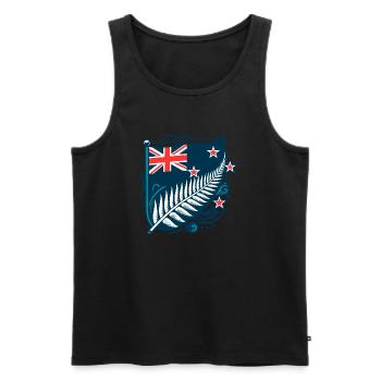 Nouvelle-Zélande Aotearoa Kiwi 16 - Débardeur bio Premium Homme - noir - Devant - Michal (187cm)