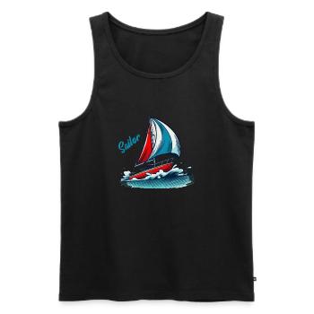 sailboat - Men's Premium Organic Tank Top - black - Front - Michal (187cm)