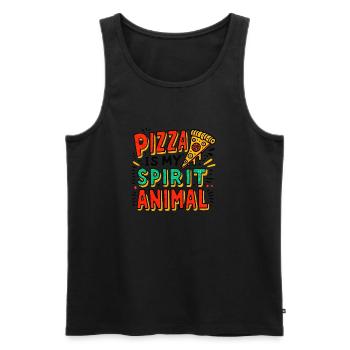 Pizza ist mein Seelentier - Männer Premium Bio Tank Top - Schwarz - Vorne - Michal (187cm)