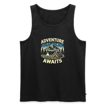 L’aventure vous attend – feu de camp et nature - Débardeur bio Premium Homme - noir - Devant - Michal (187cm)